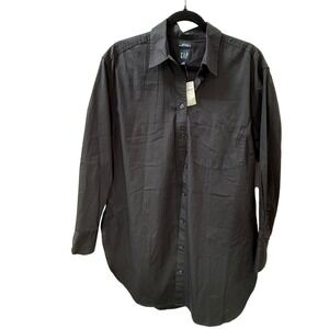 Gap Womens Shirt Organic Cotton Blend Long Sleeve Button Up Black Small